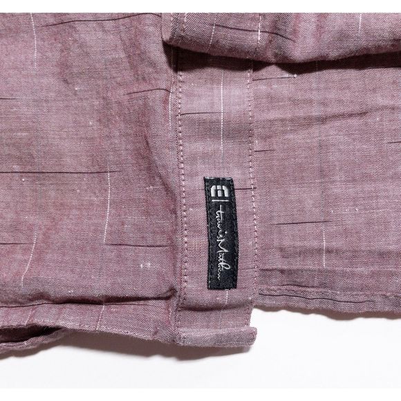 Travis Mathew Button-Up Shirt Men's 2XL Red Geometric Short Sleeve Stretch Wick - Picture 8 of 11